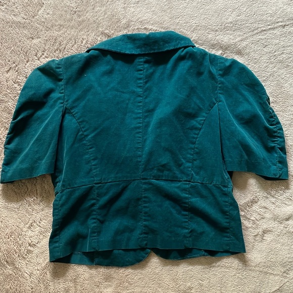 Cropped Teal Corduroy Blazer Sz S - Picture 4 of 6